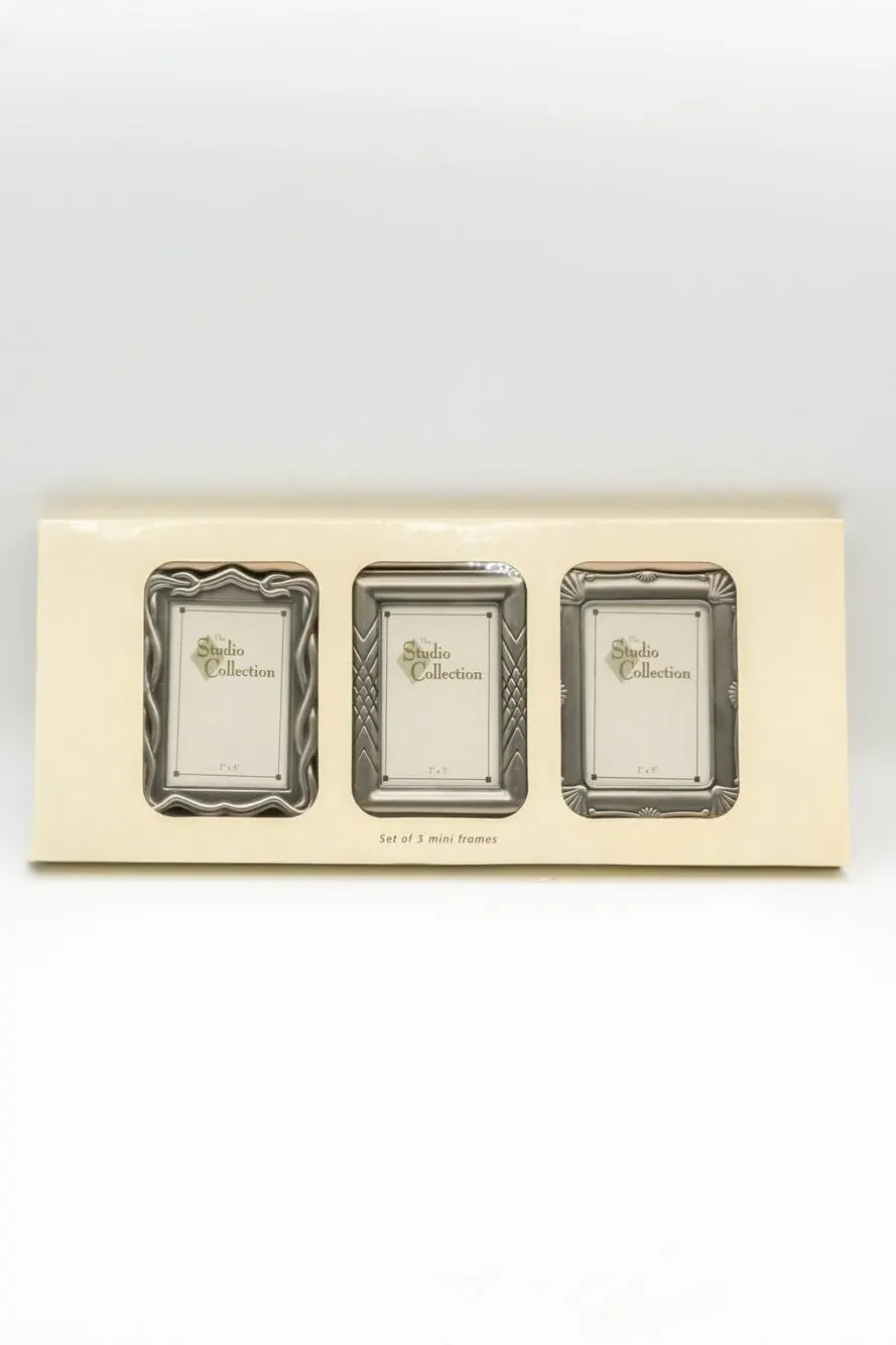 Vintage Studio Collection Mini Silver Picture Frames - Set of 3 Tabletop